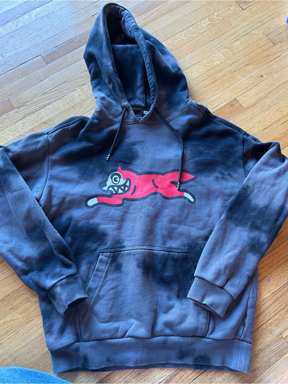Black Hoodie with Red Cat Graphic - Ice cream